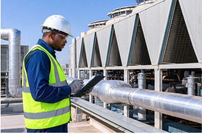 Illustrative mep & hvac maintenance service scene
