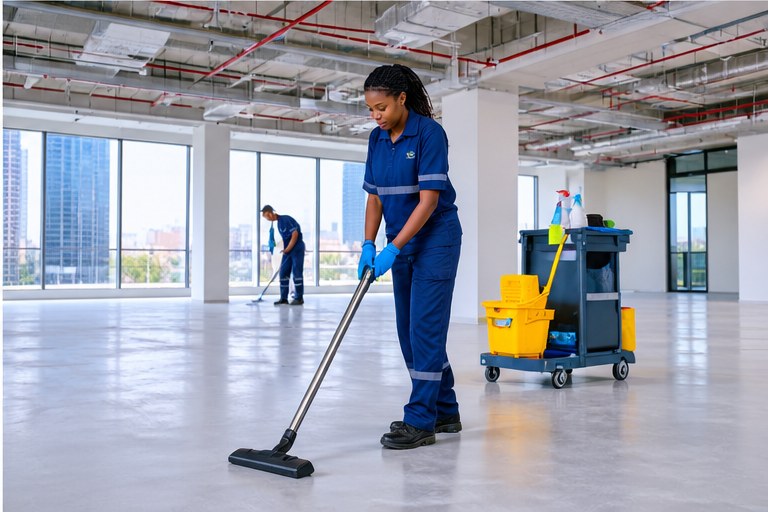 Illustrative post-construction cleaning service scene
